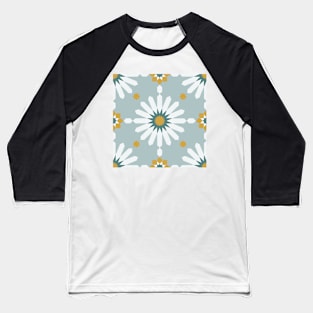 Geometric Starburst Pattern - Blue Gray Baseball T-Shirt